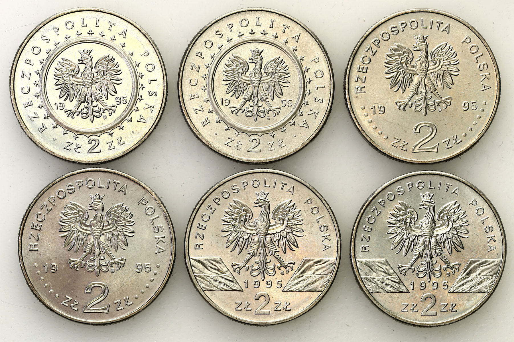 III RP. 2 złote 1995, zestaw 6 monet